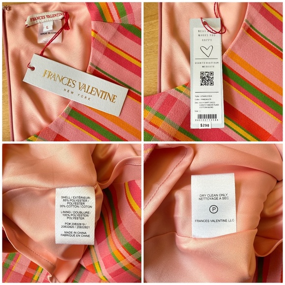 FRANCES VALENTINE LILLY SHIFT DRESS CANDY RIBBON PLAID NWT LG ELEGANT RETRO 60’s - Picture 12 of 12